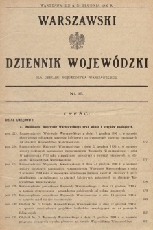 Warszawski Dziennik Wojewódzki : dla obszaru Województwa Warszawskiego. 1930, nr 15