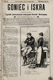 Goniec i Iskra : dziennik dla wszystkich : tygodnik humorystyczno-satyryczno-literacki, illustrowany. 1892, nr 3