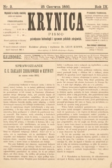 Krynica : pismo poświęcone balneologii i sprawom polskich zdrojowisk. 1893, nr 3