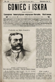 Goniec i Iskra : dziennik dla wszystkich : czasopismo humorystyczno-satyryczno-literackie, illustrowane. 1892, nr 10