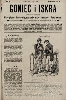 Goniec i Iskra : dziennik dla wszystkich : czasopismo humorystyczno-satyryczno-literackie, illustrowane. 1892, nr 20