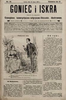 Goniec i Iskra : dziennik dla wszystkich : czasopismo humorystyczno-satyryczno-literackie, illustrowane. 1892, nr 21