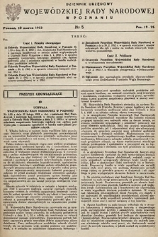 Dziennik Urzędowy Wojewódzkiej Rady Narodowej w Poznaniu. 1953, nr 5