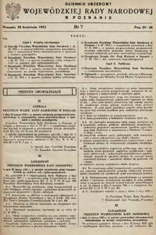 Dziennik Urzędowy Wojewódzkiej Rady Narodowej w Poznaniu. 1953, nr 7
