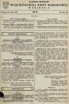 Dziennik Urzędowy Wojewódzkiej Rady Narodowej w Poznaniu. 1953, nr 10