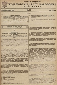 Dziennik Urzędowy Wojewódzkiej Rady Narodowej w Poznaniu. 1953, nr 13