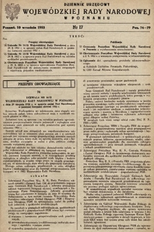 Dziennik Urzędowy Wojewódzkiej Rady Narodowej w Poznaniu. 1953, nr 17