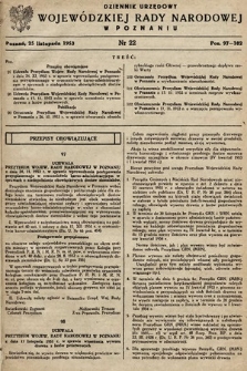Dziennik Urzędowy Wojewódzkiej Rady Narodowej w Poznaniu. 1953, nr 22