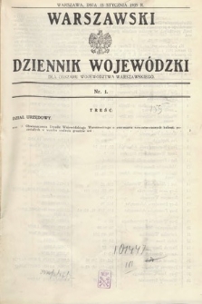 Warszawski Dziennik Wojewódzki : dla obszaru Województwa Warszawskiego. 1935, nr 1