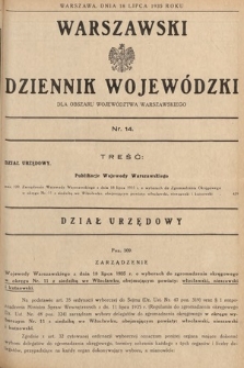 Warszawski Dziennik Wojewódzki : dla obszaru Województwa Warszawskiego. 1935, nr 14