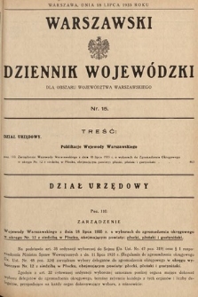 Warszawski Dziennik Wojewódzki : dla obszaru Województwa Warszawskiego. 1935, nr 15
