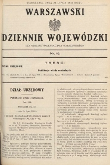 Warszawski Dziennik Wojewódzki : dla obszaru Województwa Warszawskiego. 1935, nr 19