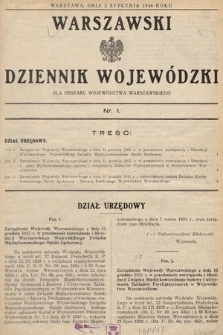 Warszawski Dziennik Wojewódzki : dla obszaru Województwa Warszawskiego. 1936, nr 1