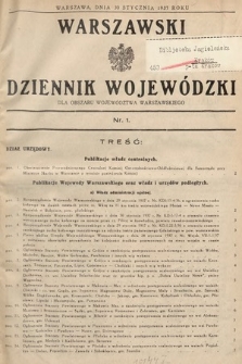 Warszawski Dziennik Wojewódzki : dla obszaru Województwa Warszawskiego. 1937, nr 1