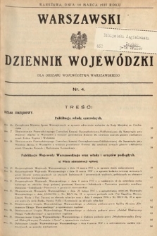 Warszawski Dziennik Wojewódzki : dla obszaru Województwa Warszawskiego. 1937, nr 4