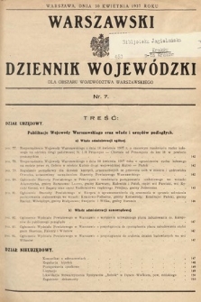 Warszawski Dziennik Wojewódzki : dla obszaru Województwa Warszawskiego. 1937, nr 7