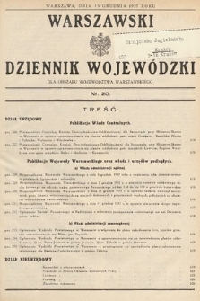 Warszawski Dziennik Wojewódzki : dla obszaru Województwa Warszawskiego. 1937, nr 20