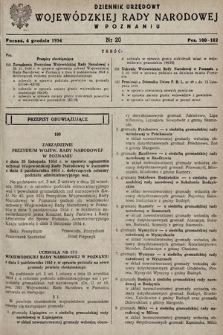 Dziennik Urzędowy Wojewódzkiej Rady Narodowej w Poznaniu. 1954, nr 20
