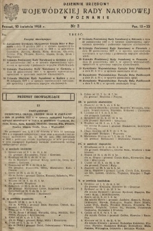 Dziennik Urzędowy Wojewódzkiej Rady Narodowej w Poznaniu. 1958, nr 3