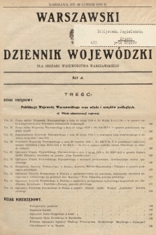 Warszawski Dziennik Wojewódzki : dla obszaru Województwa Warszawskiego. 1939, nr 4