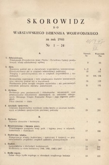 Warszawski Dziennik Wojewódzki : dla obszaru Województwa Warszawskiego. 1948, skorowidz