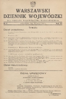 Warszawski Dziennik Wojewódzki : dla obszaru Województwa Warszawskiego. 1948, nr 4