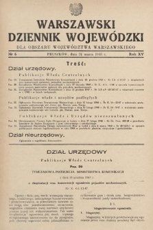 Warszawski Dziennik Wojewódzki : dla obszaru Województwa Warszawskiego. 1948, nr 6
