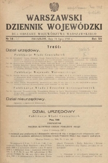 Warszawski Dziennik Wojewódzki : dla obszaru Województwa Warszawskiego. 1948, nr 14