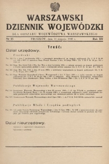 Warszawski Dziennik Wojewódzki : dla obszaru Województwa Warszawskiego. 1948, nr 15