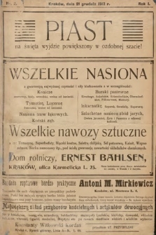 Piast : tygodnik polityczny, społeczny, oświatowy, poświęcony sprawom ludu polskiego. 1913, nr 2