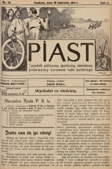 Piast : tygodnik polityczny, społeczny, oświatowy, poświęcony sprawom ludu polskiego. 1914, nr 16