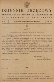 Dziennik Urzędowy Ministerstwa Spraw Zagranicznych Rzeczypospolitej Polskiej. 1926, nr 5