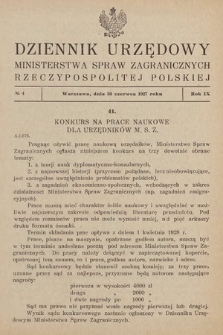 Dziennik Urzędowy Ministerstwa Spraw Zagranicznych Rzeczypospolitej Polskiej. 1927, nr 4