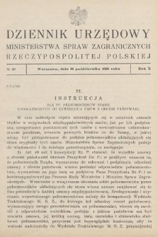 Dziennik Urzędowy Ministerstwa Spraw Zagranicznych Rzeczypospolitej Polskiej. 1928, nr 10