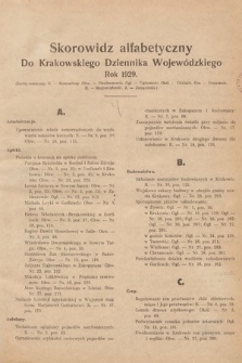 Krakowski Dziennik Wojewódzki. 1929, skorowidz alfabetyczny