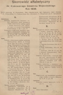 Krakowski Dziennik Wojewódzki. 1936, skorowidz alfabetyczny