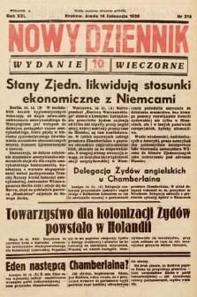 Nowy Dziennik (wydanie wieczorne). 1938, nr 314