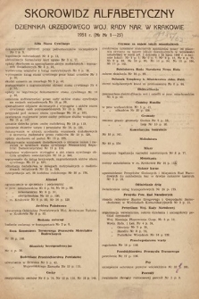 Dziennik Urzędowy Wojewódzkiej Rady Narodowej w Krakowie. 1951, skorowidz alfabetyczny