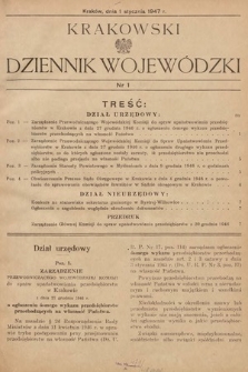Krakowski Dziennik Wojewódzki. 1947, nr 1