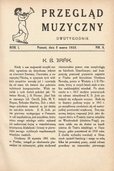 Przegląd Muzyczny. 1925, nr 5