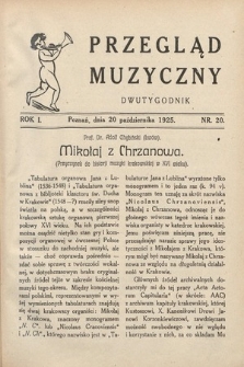 Przegląd Muzyczny. 1925, nr 20