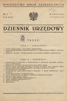 Dziennik Urzędowy. Ministerstwo Spraw Zagranicznych. 1947, nr 1
