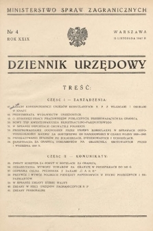 Dziennik Urzędowy. Ministerstwo Spraw Zagranicznych. 1947, nr 4