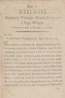 Dziennik Rządowy Wolnego Miasta Krakowa i Jego Okręgu. 1819, nr 1