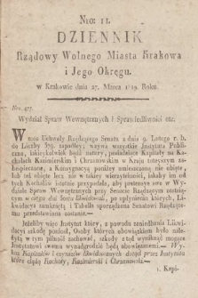 Dziennik Rządowy Wolnego Miasta Krakowa i Jego Okręgu. 1819, nr 11