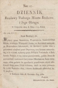 Dziennik Rządowy Wolnego Miasta Krakowa i Jego Okręgu. 1819, nr 17