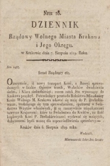 Dziennik Rządowy Wolnego Miasta Krakowa i Jego Okręgu. 1819, nr 28