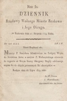 Dziennik Rządowy Wolnego Miasta Krakowa i Jego Okręgu. 1819, nr 30