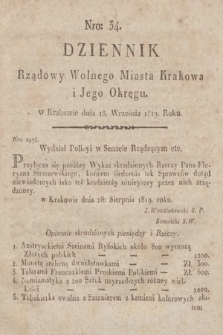 Dziennik Rządowy Wolnego Miasta Krakowa i Jego Okręgu. 1819, nr 34