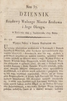 Dziennik Rządowy Wolnego Miasta Krakowa i Jego Okręgu. 1819, nr 37